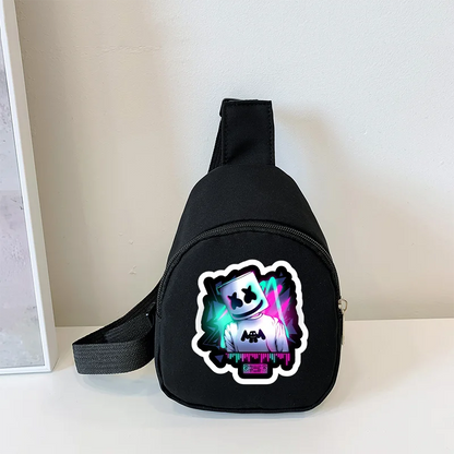 Fortnite Crossbody Bag Game Printed Kids Mini Chest Bag Classic Black Shoulder Bag Wallet Suitable for School Outdoor Activities