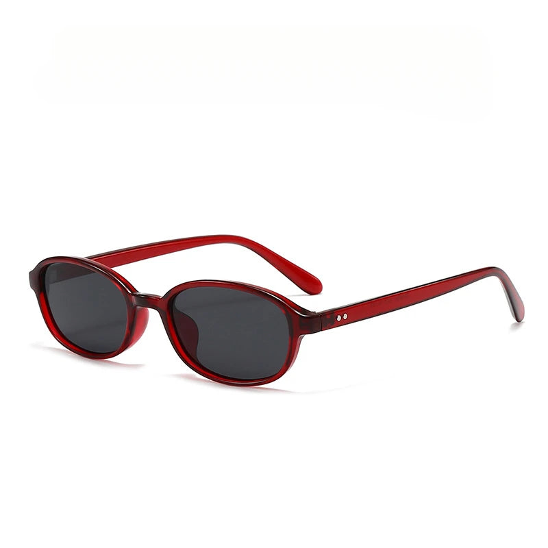 Personalized oval-shaped small frame plastic-rimmed sunglasses for men and women, suitable for daily sun protection