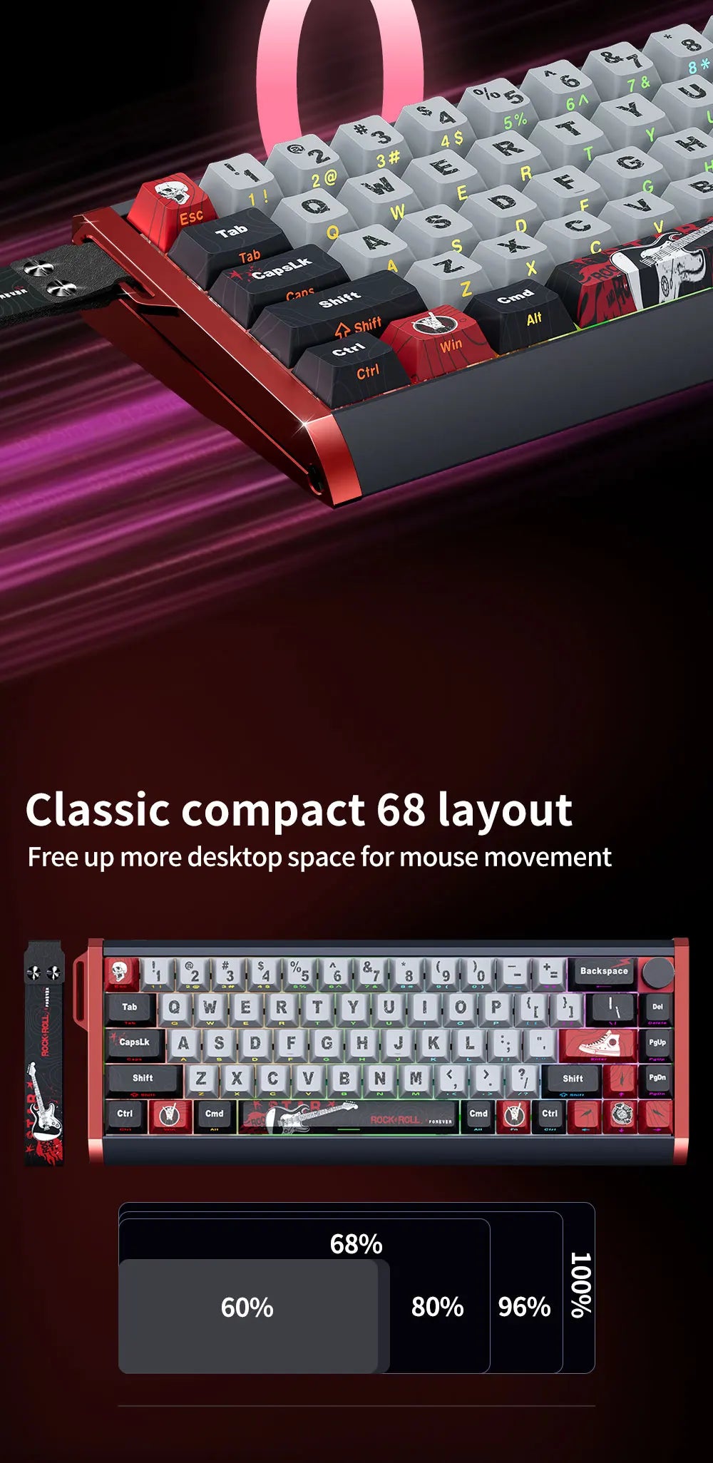 Teclado Magnético SKYLOONG GK61/GK68 HE com Caixa em Alumínio, 8000hz, RT0.01mm, Gatilho Rápido, Teclas PBT, Retroiluminação RGB, Teclado Gaming com Fio