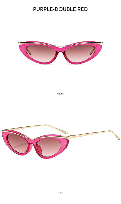 Fashion Small Cat Eye Sunglasses Women 2026 Luxury Brand Punk Metal Frame Sunglass Vintage Sexy Traveling Eyewear UV400 Shades
