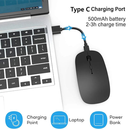 Mouse wireless ricaricabile a doppia modalità Bluetooth compatibile e 2.4G USB per computer, laptop, iPad, tablet e notebook, mouse da gaming