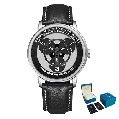 PINDU Turntable Creative Watch Miyota 8215 With Pointerless Design Trendy Steel Business Mechanical Watches Luminous Waterproof