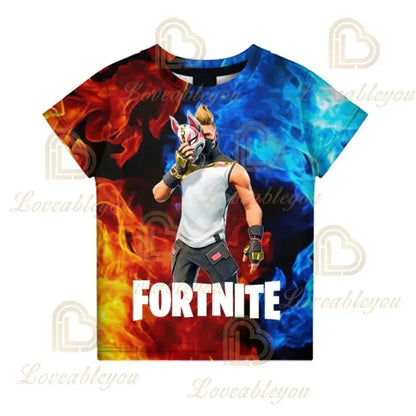 New Fortnite Summer T-Shirt Boys Cartoon Cute Tee Short Sleeve Shirt Men Women Children T-shirts Teenager Tee Streetwear Tops