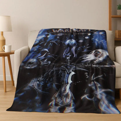 Coperta in flanella WOW World of Warcraft Arthas Demon Illidan Sylvanas, plaid morbido e confortevole per casa, camera da letto, letto, divano, copridivano, idea regalo