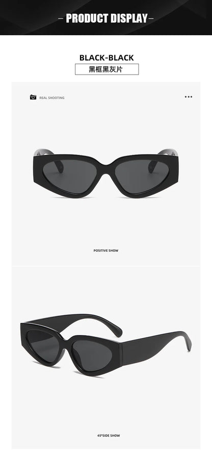 unique black white patchwork cat eye sunglasses for women new fashion small round gradient sun glasses ladies sexy Y2K shades