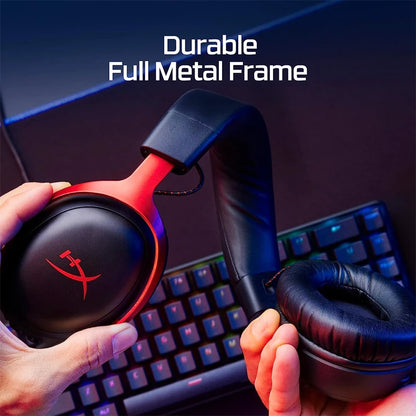 Cuffie da gaming cablate HyperX Cloud III con audio spaziale DTS X, driver da 53mm, microfono con cancellazione del rumore – Cuffie da gaming USB e 3.5mm per PC, PS5, Xbox, Switch
