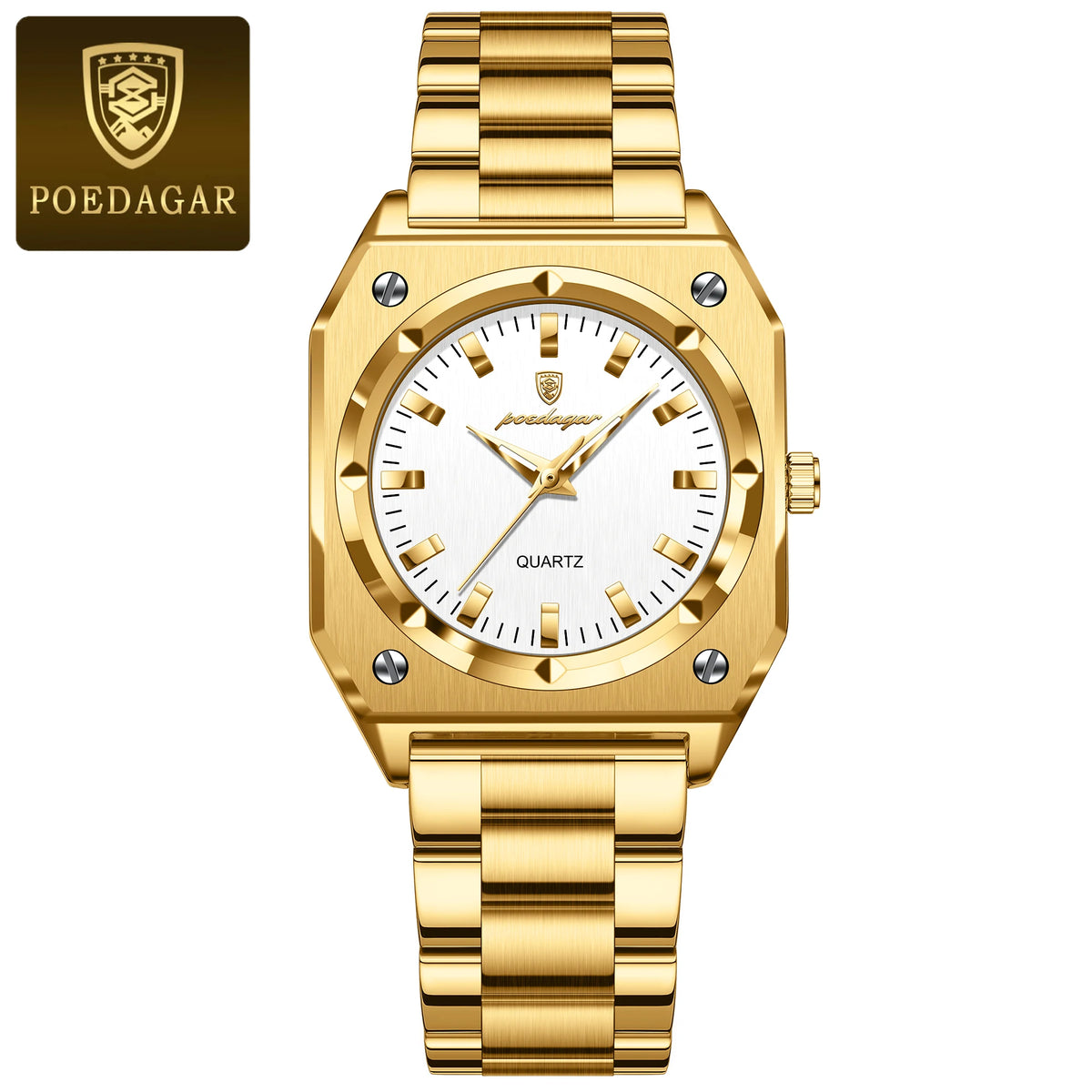 POEDAGAR Fashion Square Ladies Wristwatch Stainless Steel Waterproof Luminous Woman Watch Elegant Luxury Women's Quartz Watches