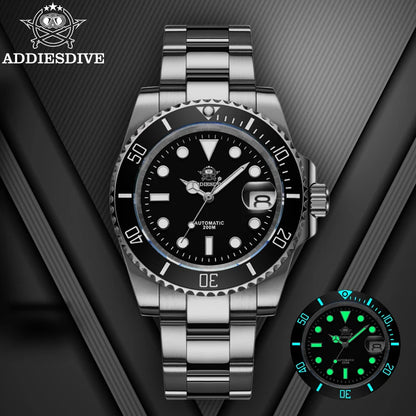 Relógio automático de luxo para homem ADDIESDIVE 8215, relógio mecânico luminoso BGW9 com vidro de safira, relógio de mergulho analógico para homem AD2503