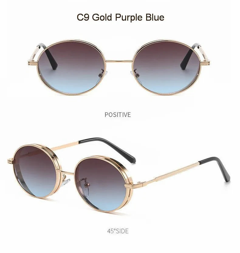Oval Steampunk Sunglasses For Women Retro Sun Glasses Male Female Brand Designer Metal Frame Eyewear Lentes De Sol Mujer