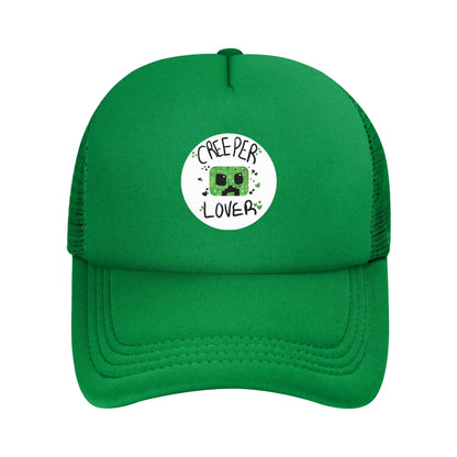 Suaugusiųjų „Creepers“ didelio ciferblato vaizdo žaidimų stiliaus „Trucker“ kepurė, tinklinė beisbolo kepurė, poliesterinė kepurė, saulės kepurė, reguliuojama lenktyninė kepurė, vasarinė
