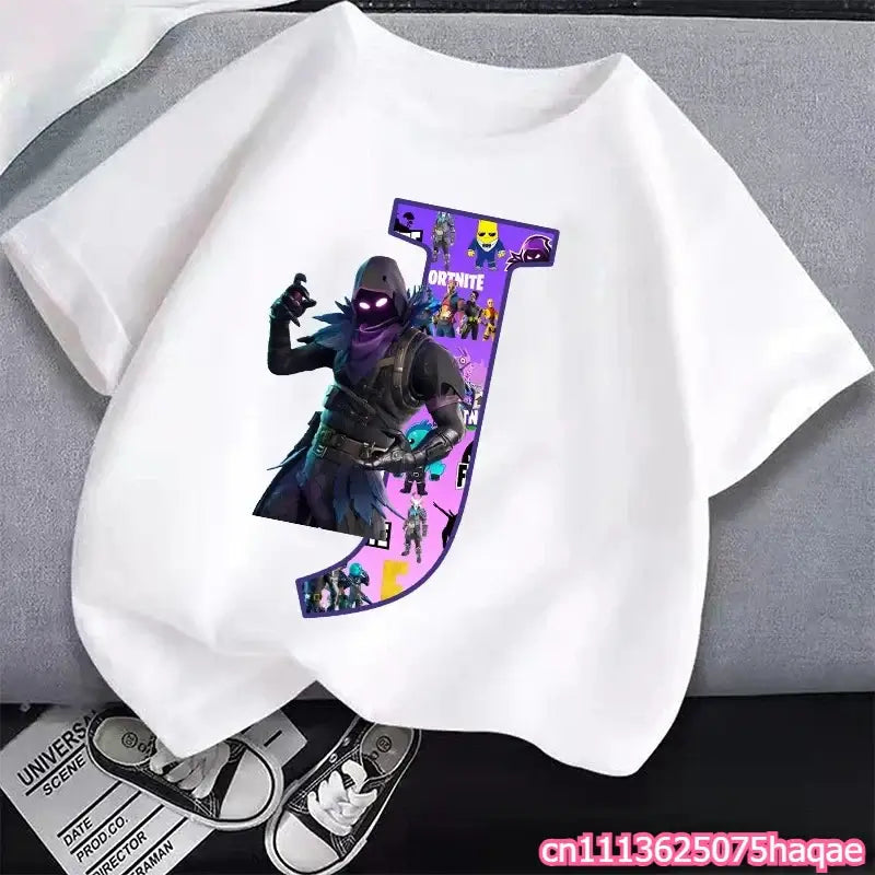 New Fortnites Kids T-shirts Cartoon Letter Graphic T-shirts Boys Girls Summer Casual Sports Short Sleeve Tops Children Clothing