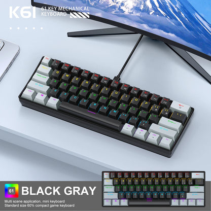 Tastiera meccanica da gaming cablata mini APAYADO K61 60% Phantom RGB, 61 tasti, switch Red/Blue, ergonomica, portatile per PC/laptop