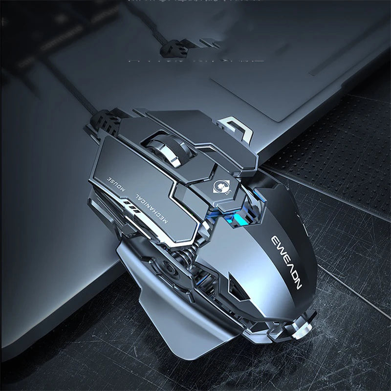 Mechanical Metal Gaming Mouse Wired Ergonomic RGB Backlit Game Mouse 12800 DPI Optical USB Mouse Computer Mouse For Desktop PC