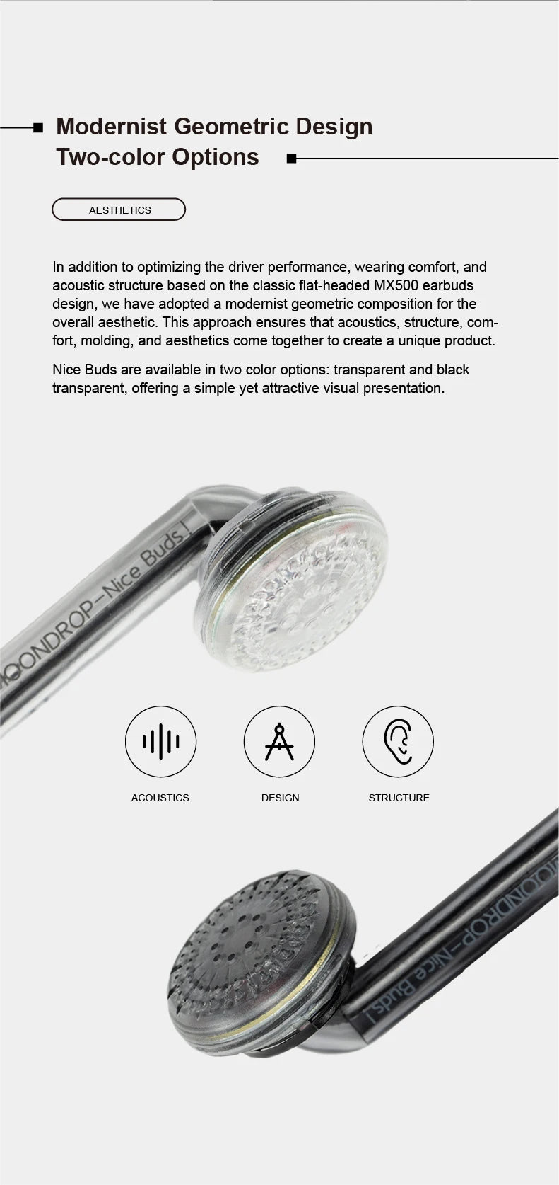 MOONDROP NICE BUDS Earphone 15.4mm Large Dynamic Driver Flat-headed Earbuds