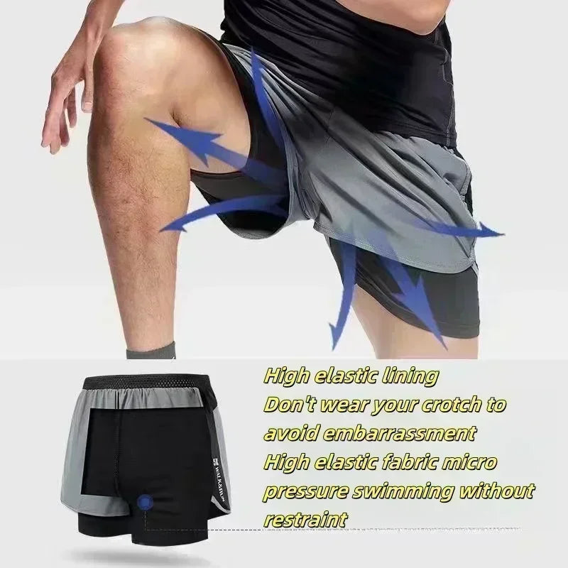 2026 Summer Dragon Ball Super Goku Ultra Instinct Retro Gym Men's Double Layer 2-in-1 Shorts Oversized Print Fitness Streetwear