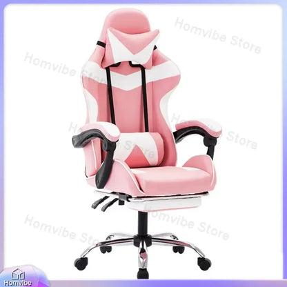 Chaise de jeu ergonomique avec support lombaire, en cuir PU, style course, chaise de bureau réglable en hauteur, dossier inclinable pour