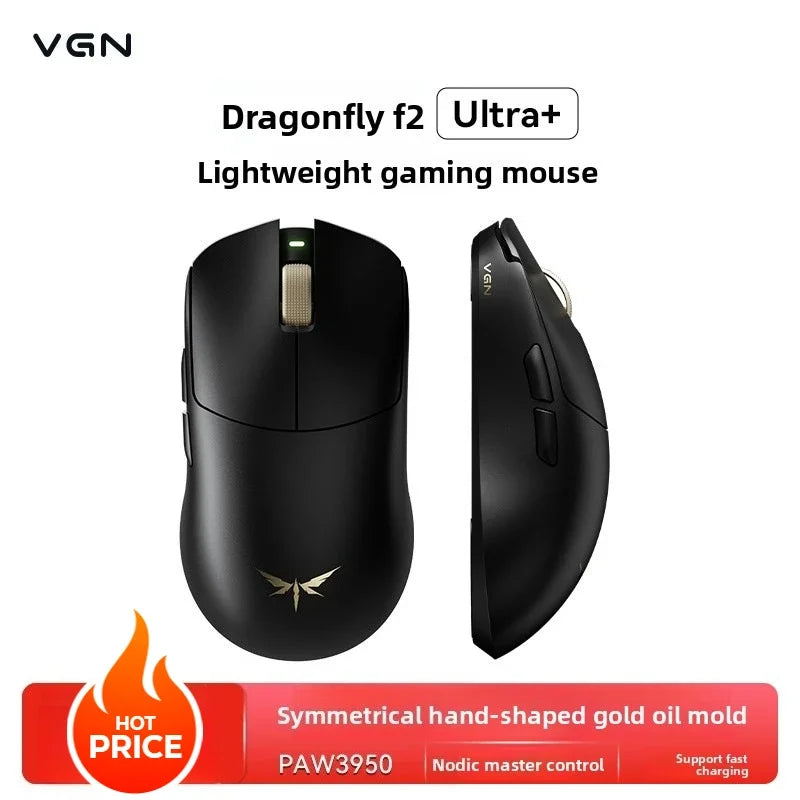 VGN Dragonfly F2 ProMax/Ultra esport gamer egér 42000DPI 0.125ms CSGO-hoz, alacsony késleltetésű, vezetékes/vezeték nélküli, dupla 8K, 3 mód, PAW3395/3950