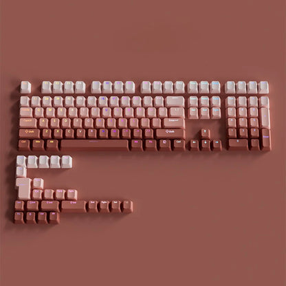 Teclas gamer RGB con retroiluminación degradada para teclado mecánico con interruptores MX, perfil OEM, PBT, blanco y azul, distribución ISO, teclas DIY