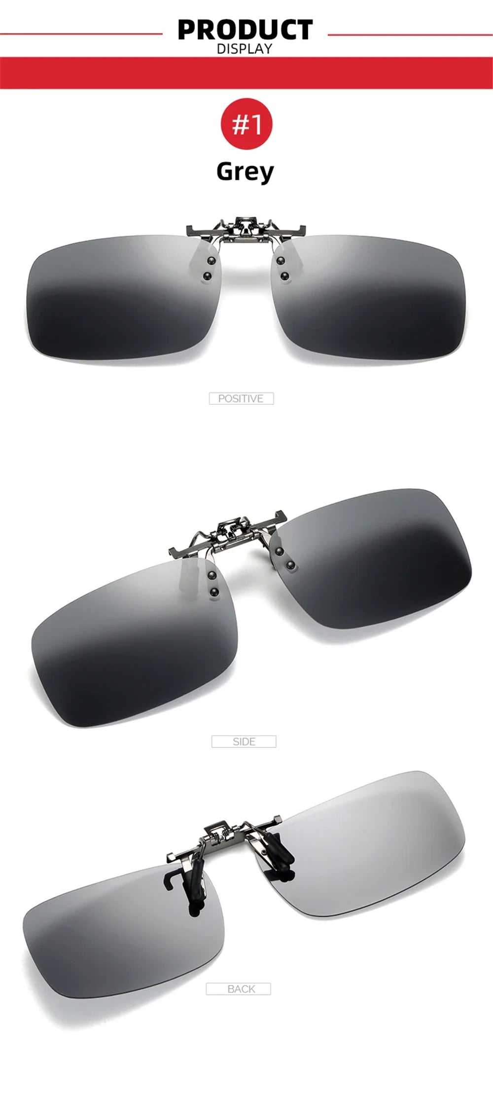 Classic Mirror Blue Flip Up Clip on Sunglasses Fishing Men Square Polarized Lens Metal Night Vision Driving UV400 Women Glasses