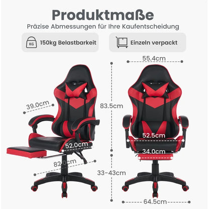 Ergonomic Rotating Gaming Chair, 360 Reclining Office Chair °   Pivoting, Height-Adjustable, Footrest, Headrest