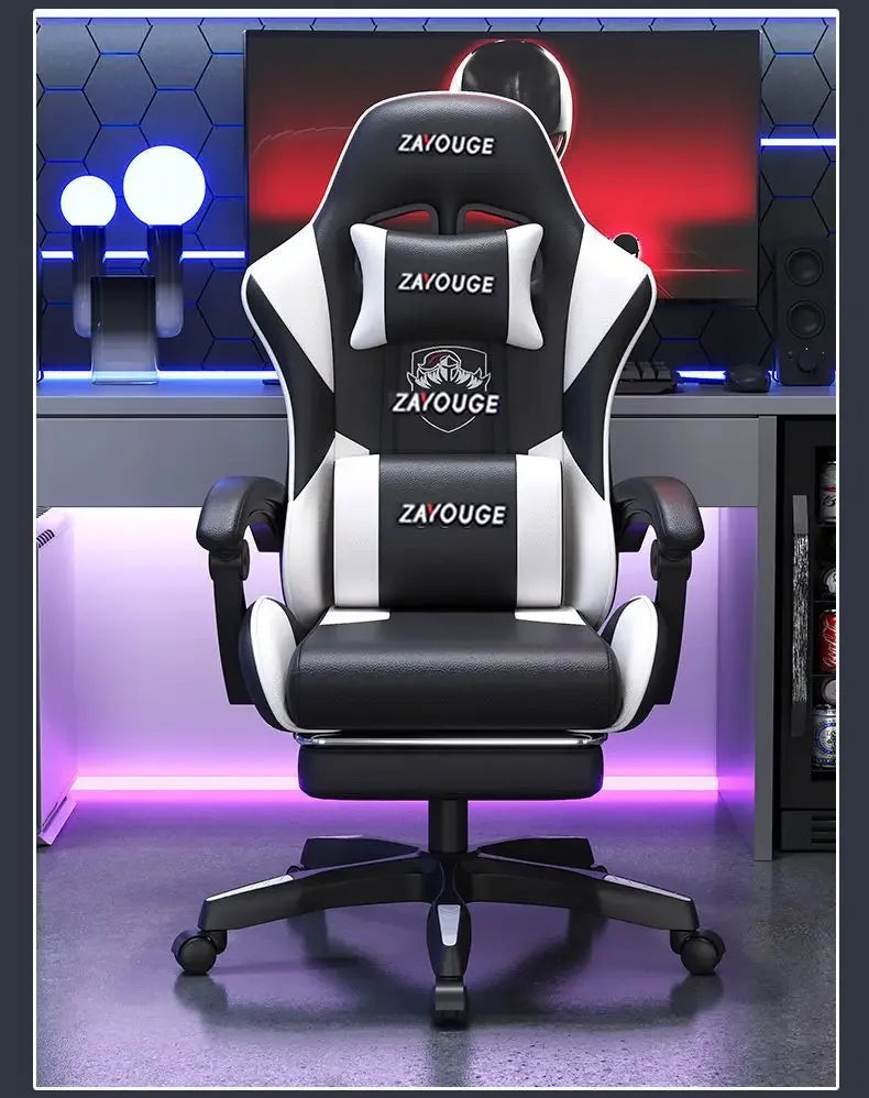 Chaise de jeu ergonomique pour le bureau à domicile, idéale pour les longues heures de travail, les streamers, chaise de jeu pivotante à dossier inclinable réglable, chaise de jeu confortable.