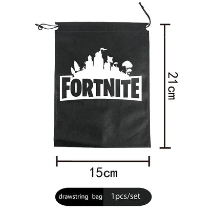 Fortnight Themed Series Black/Silver Small Drawstring Bag Portable Storage Cartoon Pocket Gifts for Birthday Party Arrangements