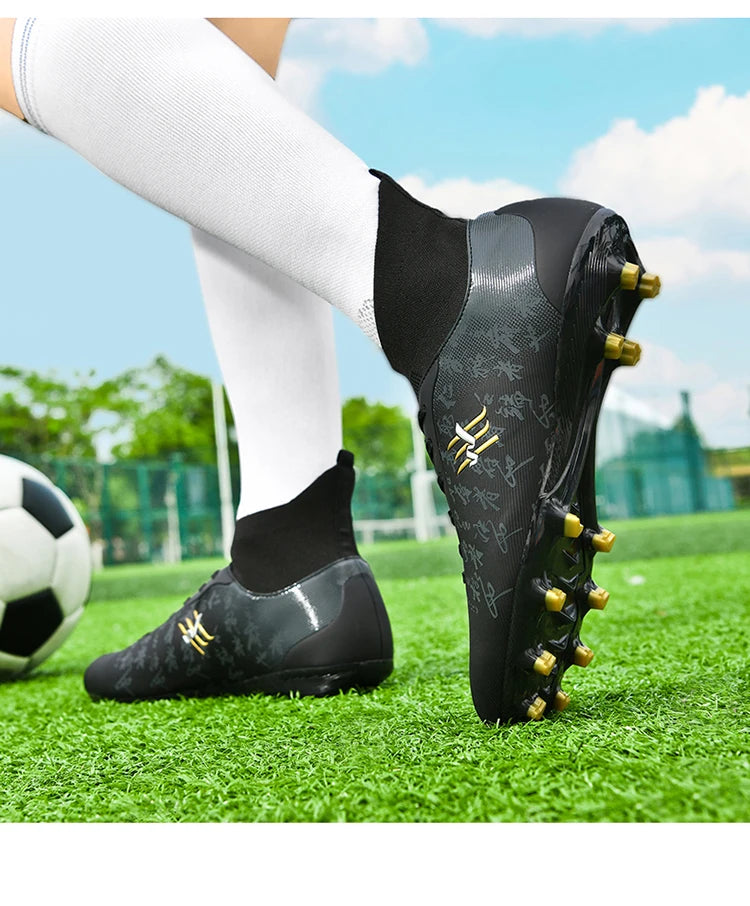 Nouvelles bottes de Football hommes chaussures de Football crampons chaussure de Football professionnelle hauts pointes antidérapantes pour grands garçons large baskets d'entraînement
