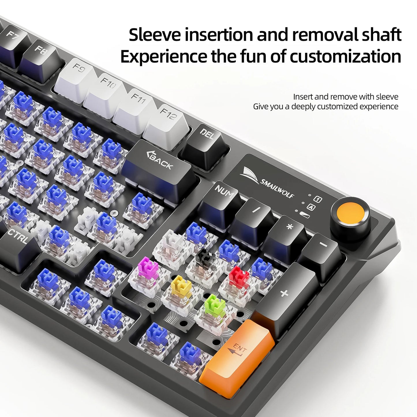 SMAILWOLF MK95 Bluetooth Wireless Korean Mechanical Keyboard Customized Gaming Laptop for Office Use with RGB Light Effect
