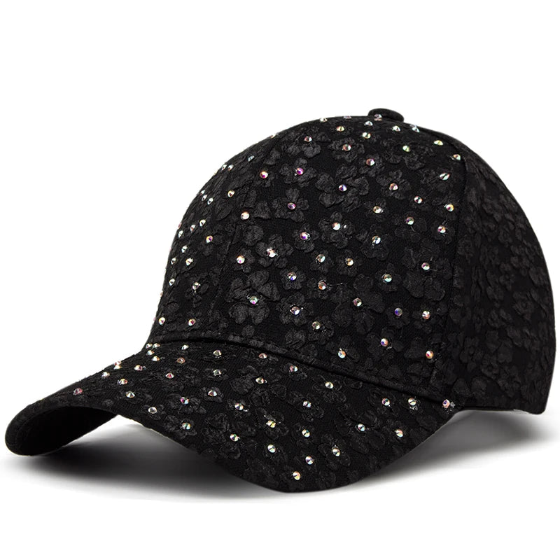 CNTANG vasarinės moteriškos beisbolo kepurės su dirbtiniais deimantais, gėlių siuvinėjimais, moteriškos „snapback“ stiliaus mados dizainerių saulės kepurės, hip-hopo stiliaus Y2K kepurės