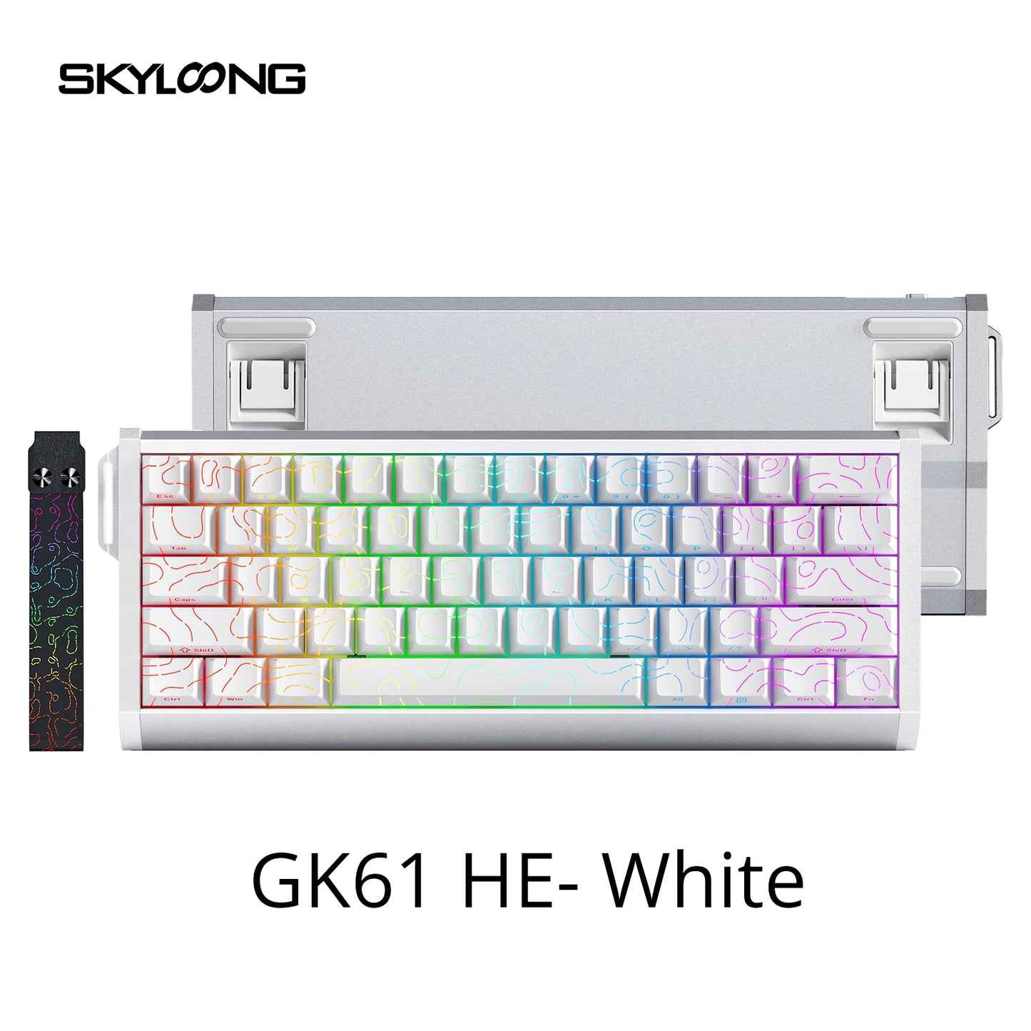 Teclado Magnético SKYLOONG GK61/GK68 HE com Caixa em Alumínio, 8000hz, RT0.01mm, Gatilho Rápido, Teclas PBT, Retroiluminação RGB, Teclado Gaming com Fio