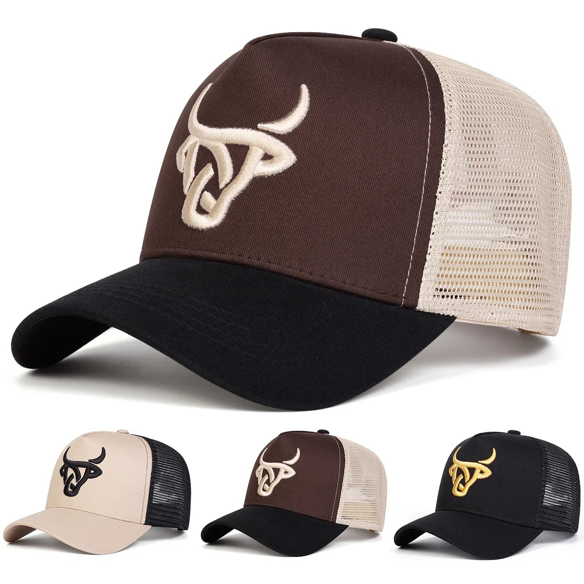 Unisex beisbolo kepurės su siuvinėjimu „Ox Head“, pavasario ir vasaros lauko reguliuojamos kasdieninės kepurės, „Dad Hat“ kepurės, apsaugančios nuo saulės
