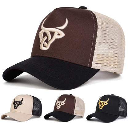Unisex beisbolo kepurės su siuvinėjimu „Ox Head“, pavasario ir vasaros lauko reguliuojamos kasdieninės kepurės, „Dad Hat“ kepurės, apsaugančios nuo saulės