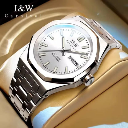 Montre mécanique pour homme CARNIVAL – Montre-bracelet automatique de luxe, verre saphir, mouvement MIYOTA, étanche jusqu'à 50 m