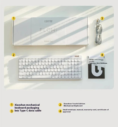 Lofree Flow Lite Wireless Mechanical Keyboard&PU Bag Lighter&Silenter POM Switch 2.4G Bluetooth&Wired Office Typing Gasket 84key