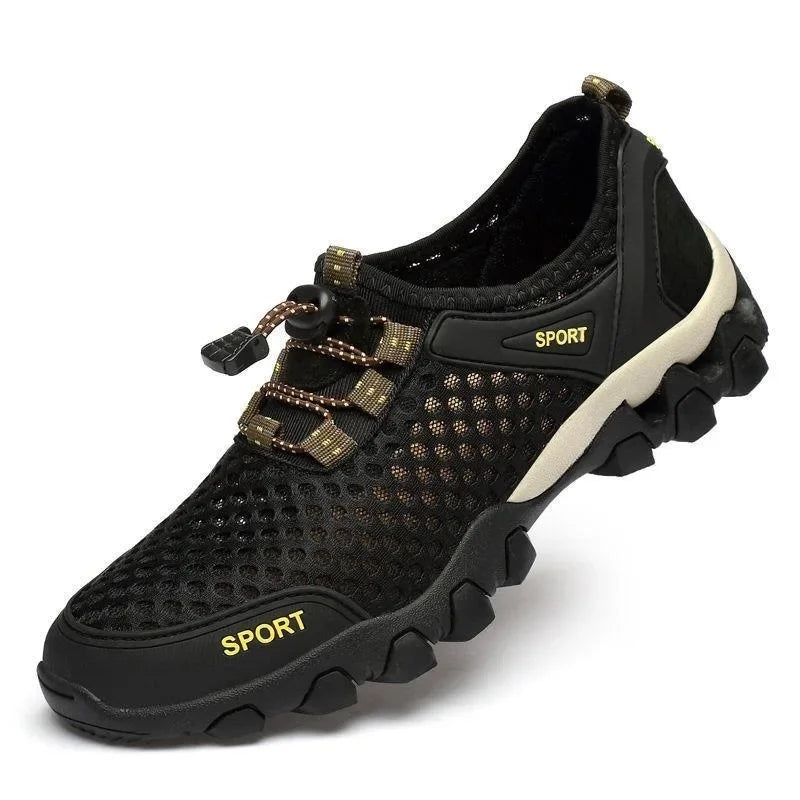 Summer Men's Mesh Sports Shoes, Fashion Mountaineering Breathable Lightweight Anti-Slip Shoes, Outdoor Travel Running Casual Shoes