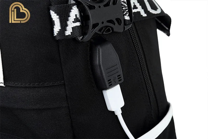 Ultima Knight F-Fortnited Battle Royale Backpack with USB Charging Anime Figures Study Stationery Compartment for Students