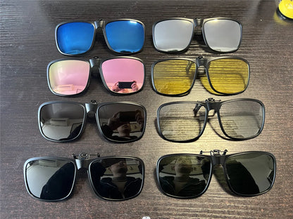BOYSEEN Polarized Flip Clip Sunglasses Driving Dark UV400 Photochromic Anti Glare Lens Sun Glasses Car Driver Vintage Square
