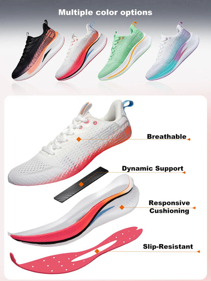 Baasploa Men Running Shoes Professional Training Women Carbon Plate Mesh Breathable Sneakers Male Lightweight Unisex Sport Shoes