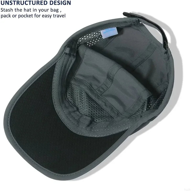 GADIEMKENSD Quick-Drying Foldable Portable Baseball Caps For Men Summer Sea Wave Embroidery Unisex Sport Sun Hats Snapback Cap