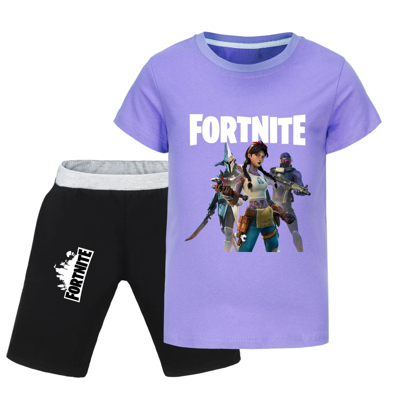 Fortnite Summer Kids Cartoon T-shirts Shorts Two-piece Set Baby Boys Tracksuit Girls Outfits505
