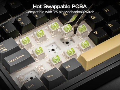 EPOMAKER X AULA EA75 MAX 75% ANSI-US-Layout Hot-Swap-Gasket kabelgebundene/BT/2.4GHz kabellose mechanische Tastatur mit Display & Drehregler