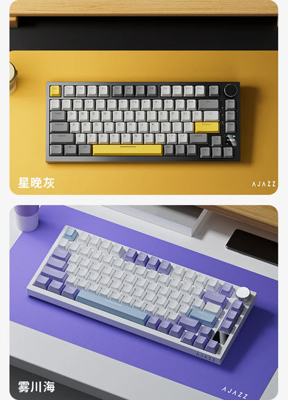 AJAZZ AK820 Mechanische Tastatur 70 % kompaktes Layout/RGB-Beleuchtung/Hot-Swap-fähige Switches, mit kabelgebundenem, kabellosem und Bluetooth-Betrieb