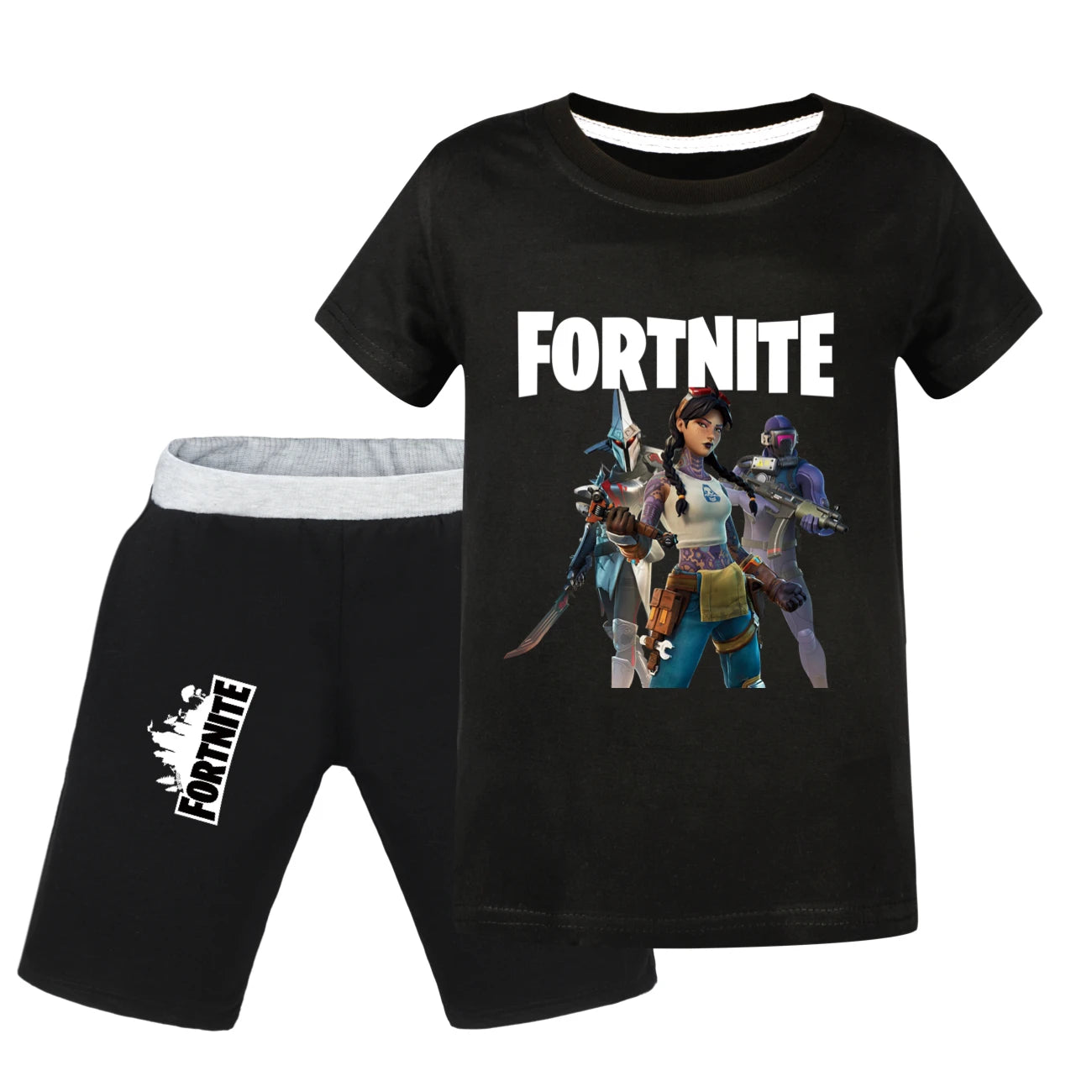 Fortnite Summer Kids Cartoon T-shirts Shorts Two-piece Set Baby Boys Tracksuit Girls Outfits505