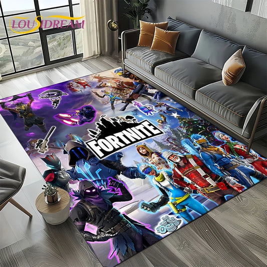 2025 Games 3D F-Fortnite анимационен килим за хол, спалня и декорация до дивана у дома, детски килим за игра, неплъзгаща се постелка за под