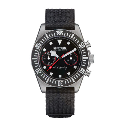 SEESTERN Chronograph Man of Watch Mechanical Tianjin ST1901 Movement Sapphire Wristwatches Nylon Sticker Strap Luminous Skeleton