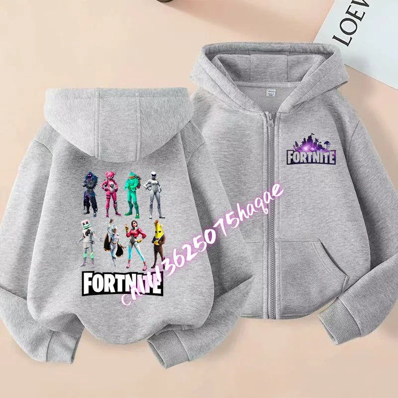 New Fortnite Child Zip-Up Hoodie Cartoon Anime Hoodies Casual Breathable Kids Boys Coat Jackets 2026 Spring Children Clothing