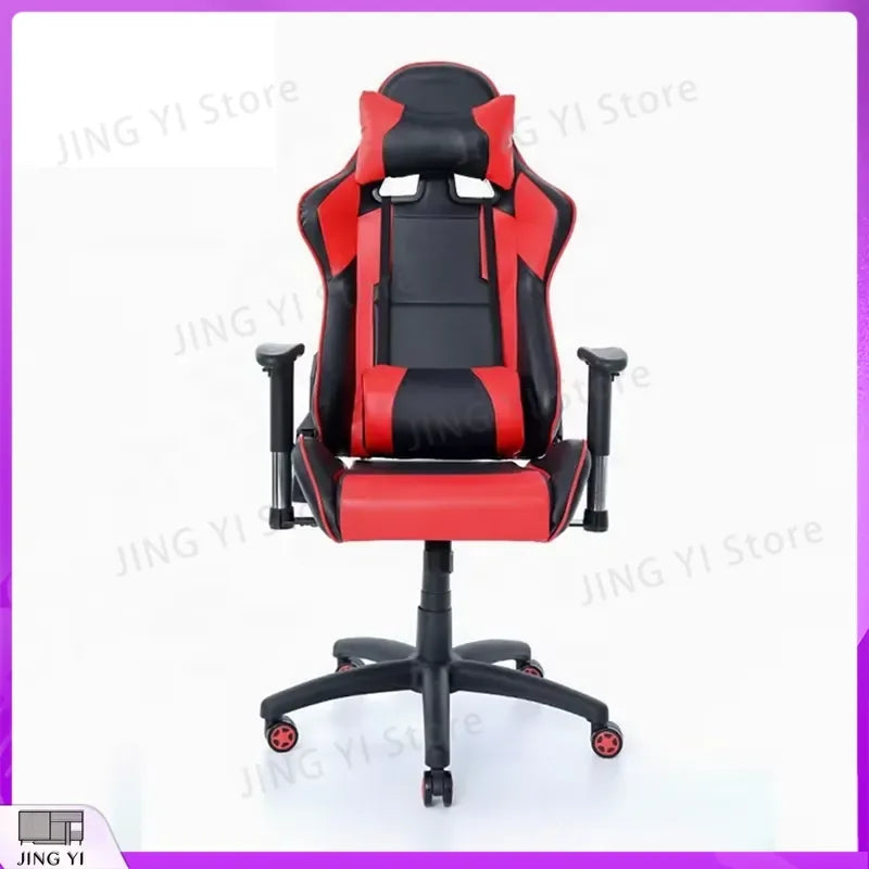 Chaise de jeu ergonomique avec fonction de massage, hauteur réglable, inclinable, en cuir PU, chaise de bureau, pédale repose-pieds, chaise d'ordinateur