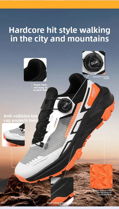Spring & Summer Men's Running Shoes Outdoor Hiking, Wear-Resistant Trail Shoes with BOA Closure, Breathable Sports & Casual Style