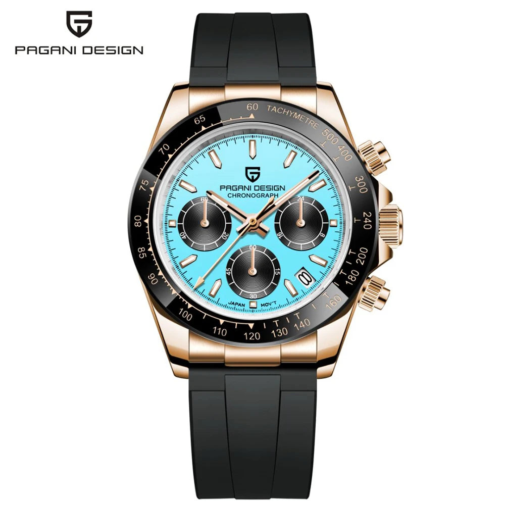 PAGANI DESIGN New Ceramic Bezel Men Quartz Wristwatches Luxurys Sapphire Glass Chronograph 100m Waterproof Stainless Watches Men