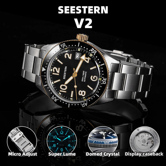 SEESTERN Diver Men's Watch Automatic Mechanical Wristwatches NH35 Movement Ceramic Bezel 20Bar Waterproof Sapphire Luminous S434-2